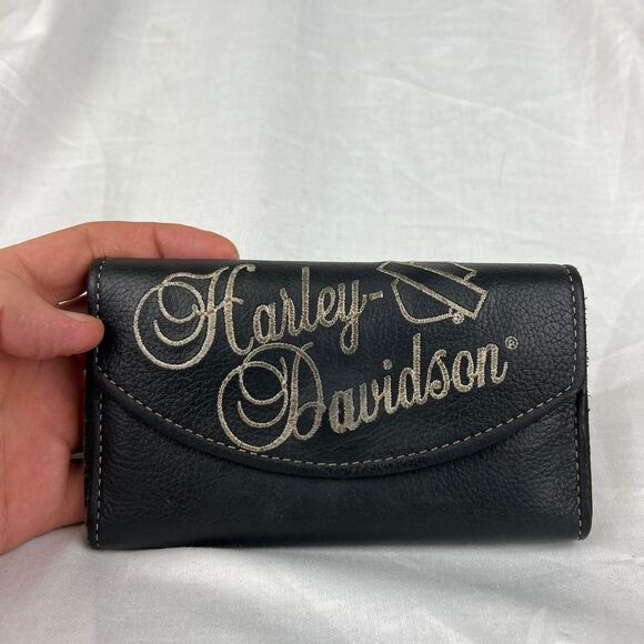 Vintage Leather Black and white Harley Davidson Wallet - Picture 1 of 8